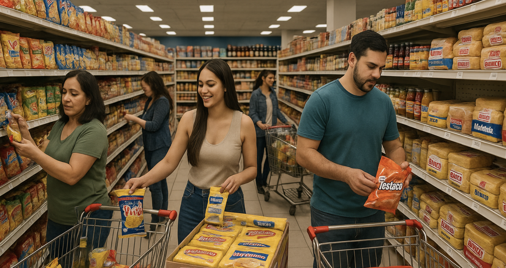 Clientes comprando en una tienda latina